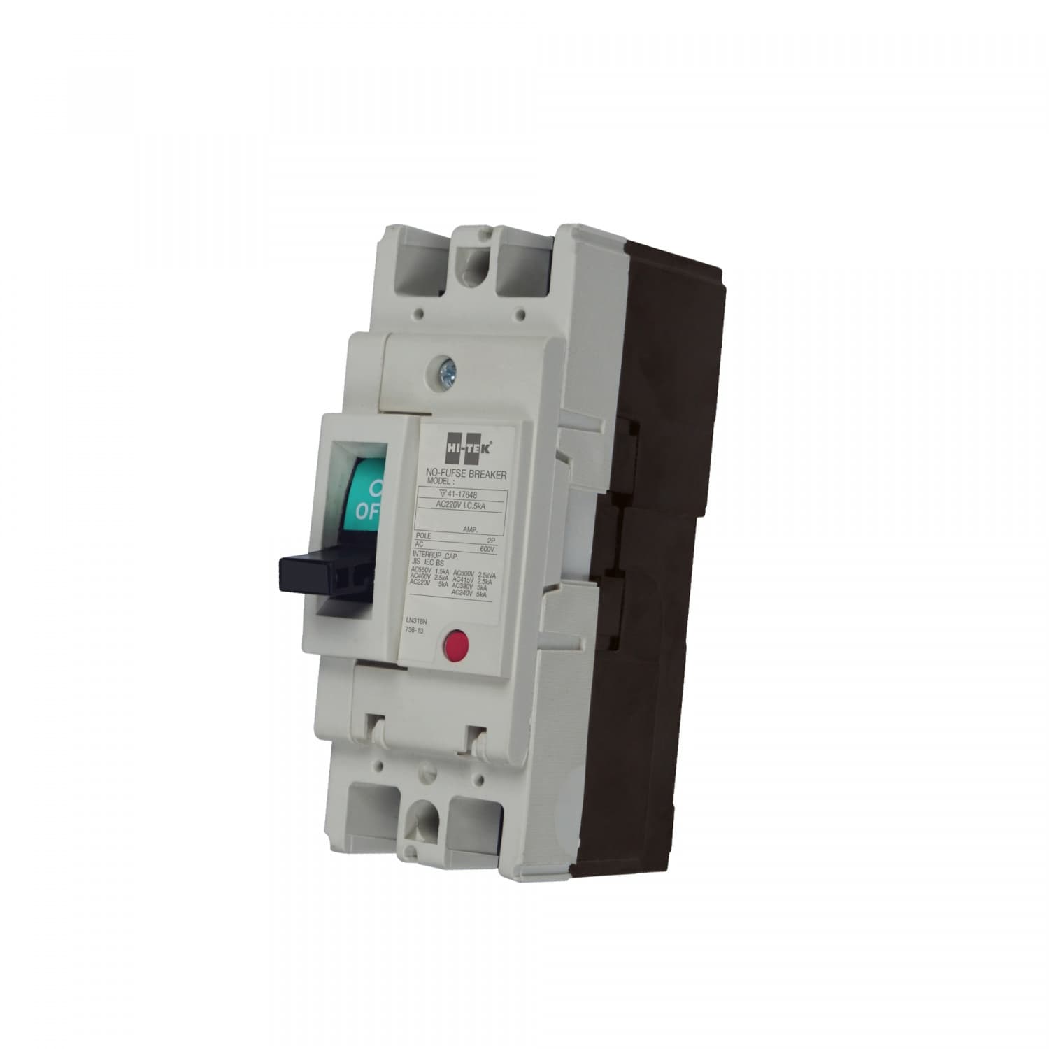 HI-TEK เซอร์กิตเบรคเกอร์เฟรมใหญ่ 2P 63A รุ่น HT-63 สีเทา