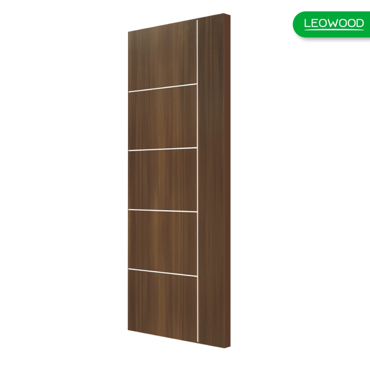 LEOWOOD ประตู UPVC สี Black Teak ลาย 04 ขนาด  80x200 ซ.ม.