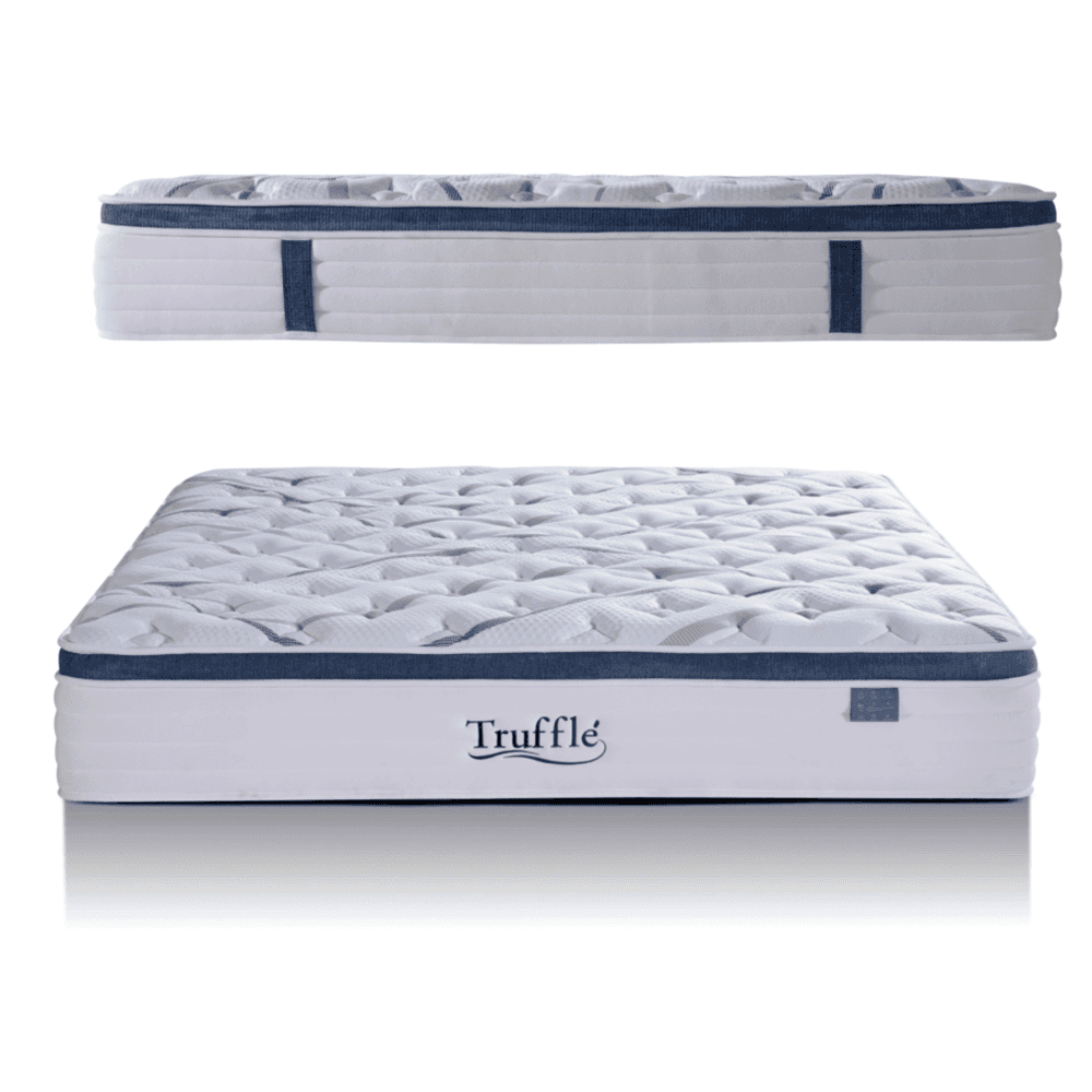 Truffle ที่นอนพ็อกเก็ตสปริงเสริมยางพารา รุ่น Petunia ขนาด 180x200x29 ซม. (6ฟุต) สีขาว-น้ำเงิน