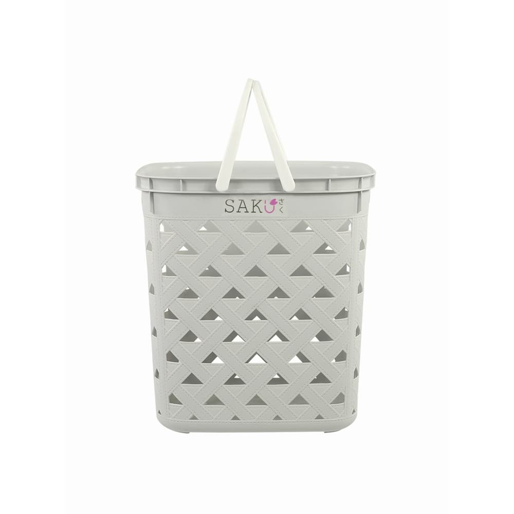 SAKU ตะกร้าลายหนัง รุ่น FT-501/A ขนาด 32.50x39x42 ซม. สีเทา (มีหู)