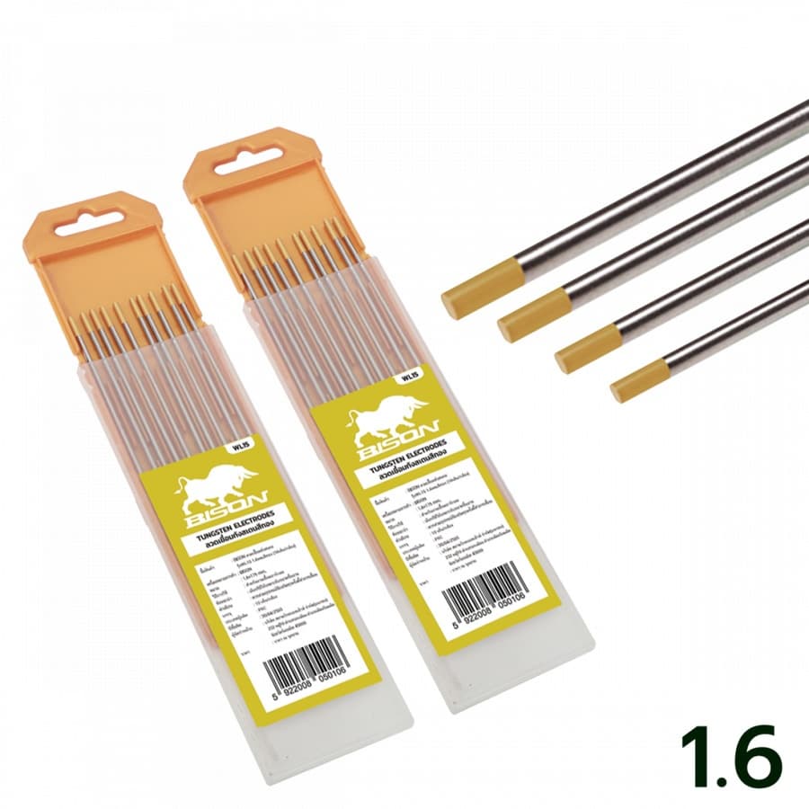 BISON ลวดเชื่อมทังสเตน รุ่นWL15 1.6มม.สีทอง (10เส้น/กล่อง)