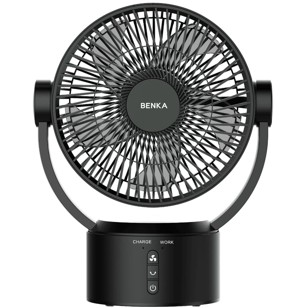BENKA พัดลมตั้งโต๊ะชาร์จไฟแบบพกพา ขนาด 9 นิ้ว รุ่น KN-L2829 สีดำ