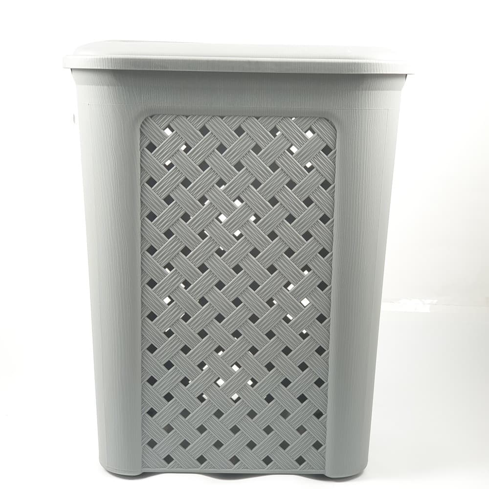 SAKU ตะกร้าผ้าพลาสติกมีฝา 50ลิตร ขนาด 43.5x33.5x55ซม. รุ่น TG51952 สีเทา