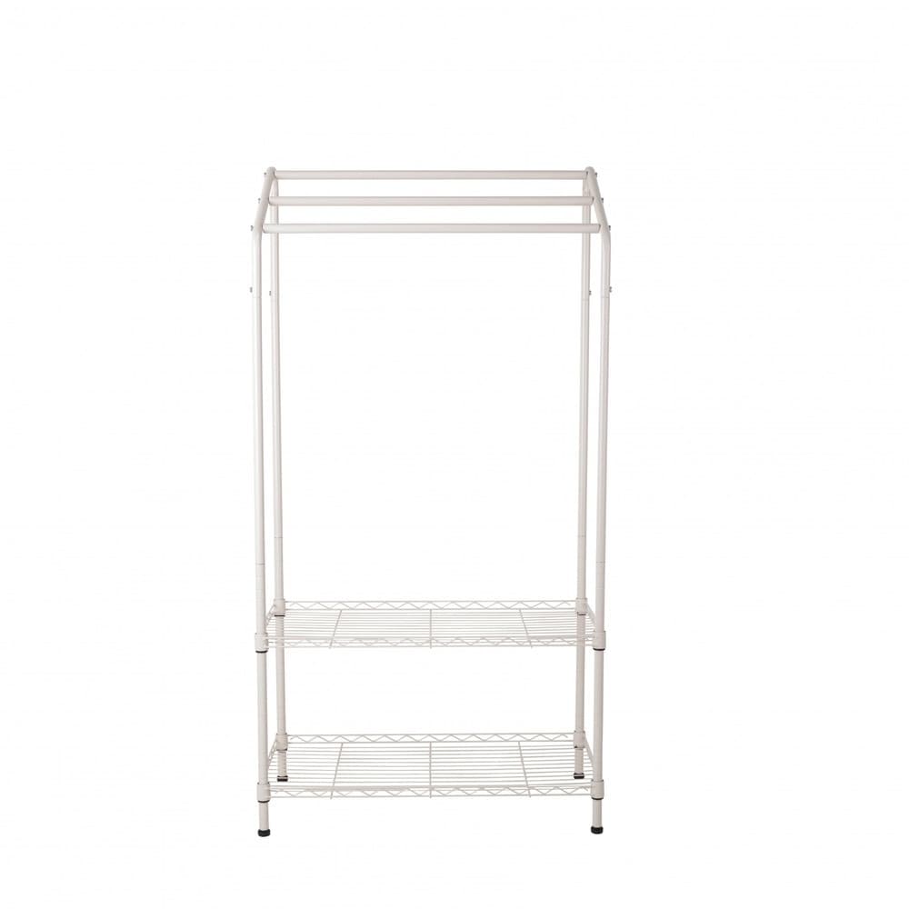 SAKU ราวพาดผ้าเหล็กพร้อมชั้นวาง 2 ชั้น FW-901372C ขนาด 70x35x135 ซม. สีเบจ