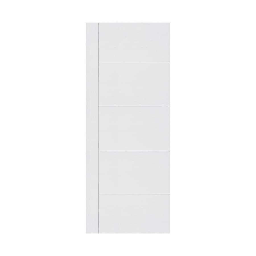 HOLZTUR ประตู HDF บานทึบเซาะร่อง HDF-F05  80x200ซม. สีขาวลายไม้