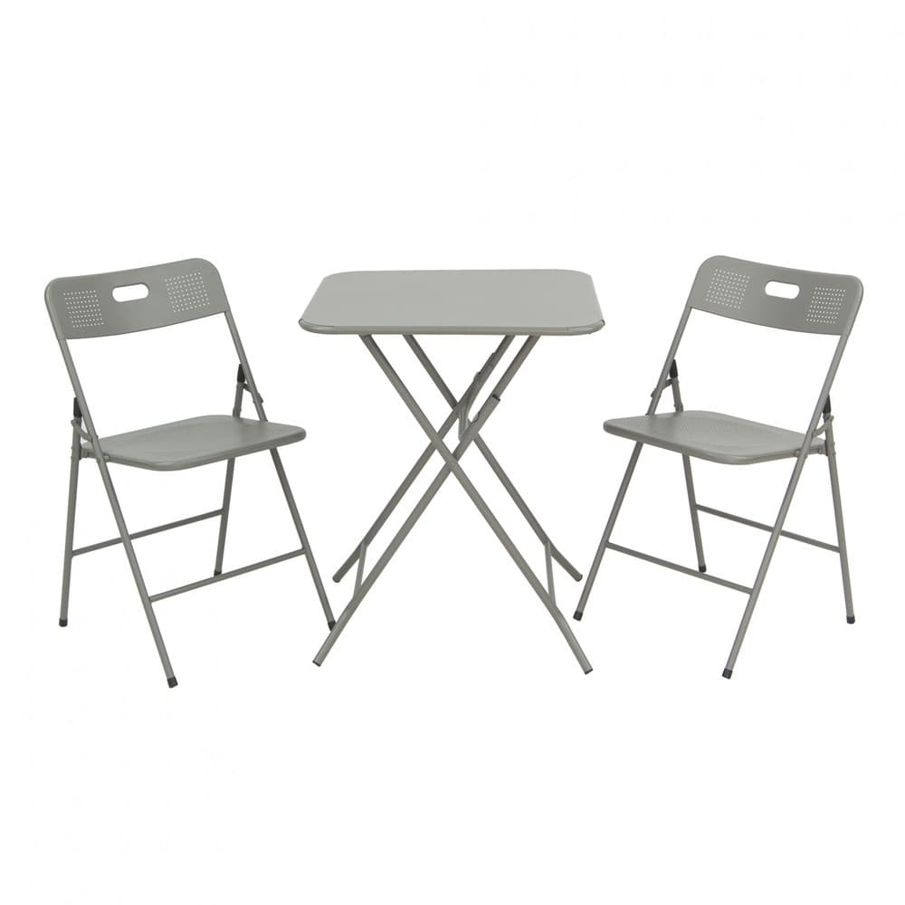 SUMMER SET ชุดโต๊ะสนาม 2 ที่นั่ง รุ่น MORTAR-GREY โต๊ะ:60x60x73 ซม. เก้าอี้:44x45x76 ซม. สีเทา