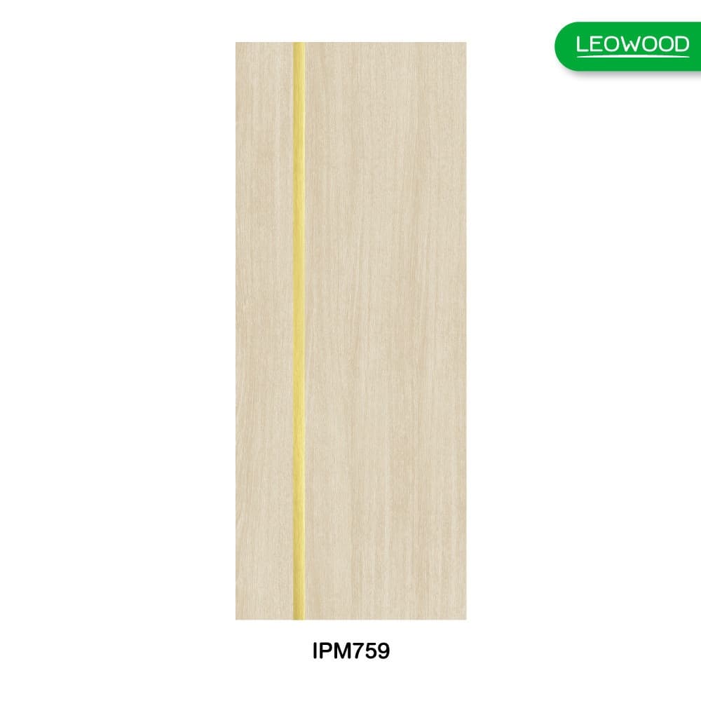 LEOWOOD ประตูปิดผิวเมลามีน  iDoor Premium Metal Line เส้นกลาง/สีทอง 90x200ซม. TANGO