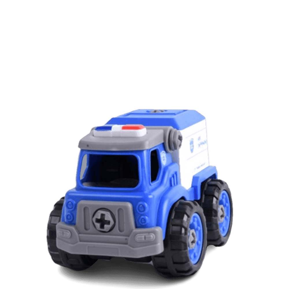 TOYS ของเล่นรถบรรทุกตำรวจประกอบพร้อมรีโมตคอนโทรล รุ่น#LM9023 ขนาด18.5x9.5x15.5ซม.สีน้ำเงิน