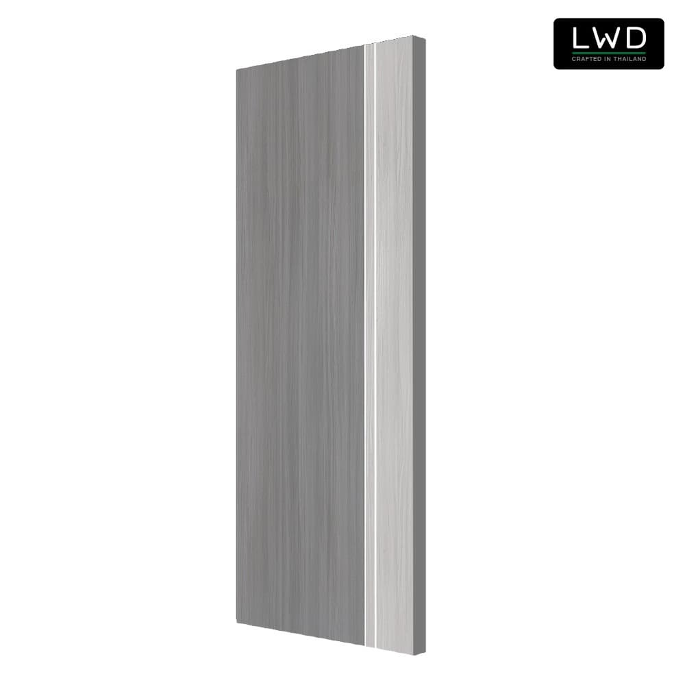 LWD ประตู UDoor UPVC สี Silver Gray+Light Gray ยาแนวสีขาว ขนาด 3.5x80x200 ซม.