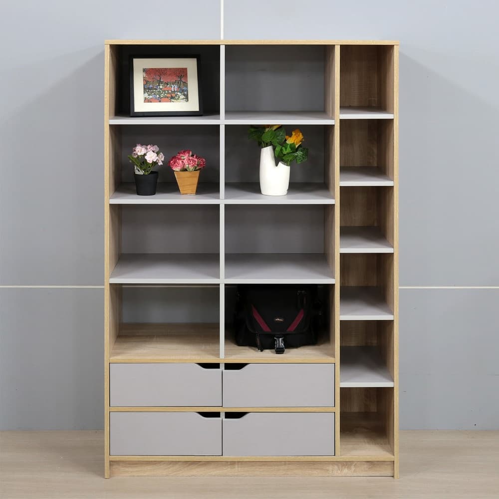 DELICATO ชั้นอเนกประสงค์ 4 ประตู 100X39X150ซม. ทูโทน บีช-เทา