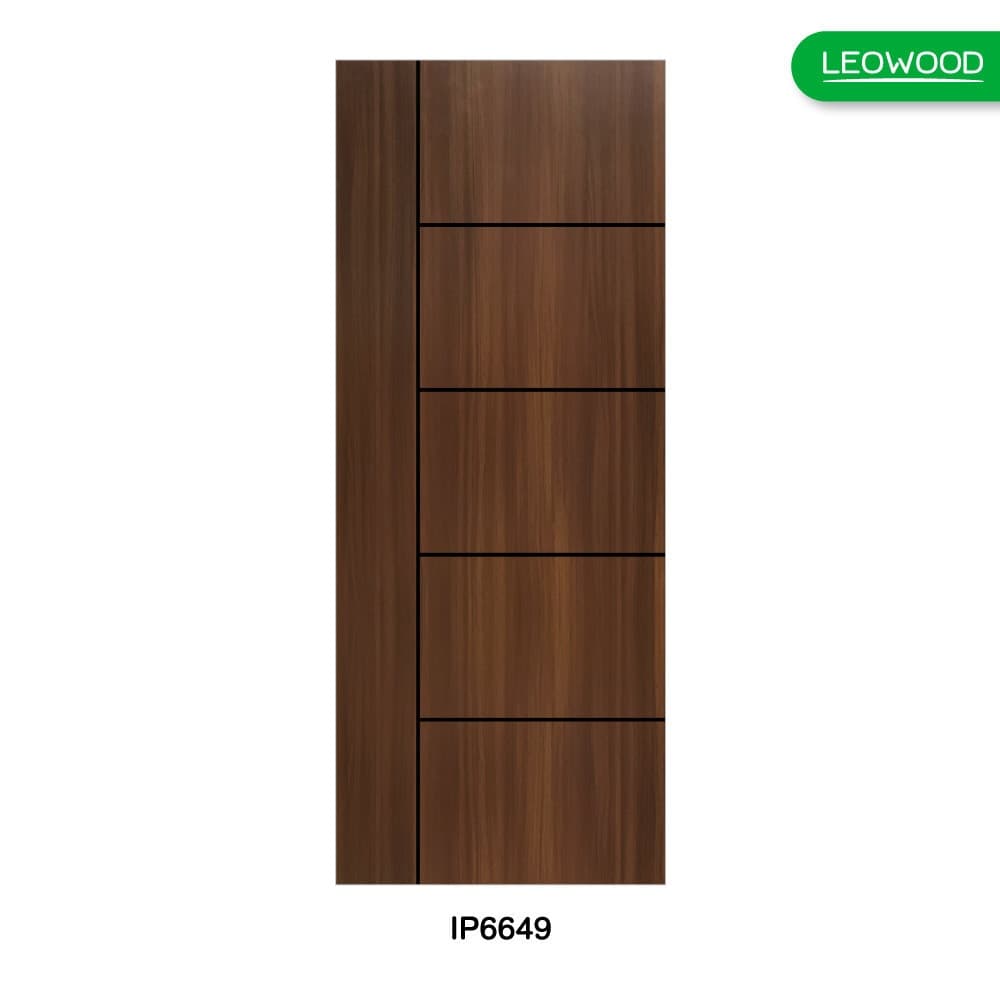 LEOWOOD ประตู iDoor Premium S6 ลาย 06 สี Walnut ขนาด 35x90x200 ซม.