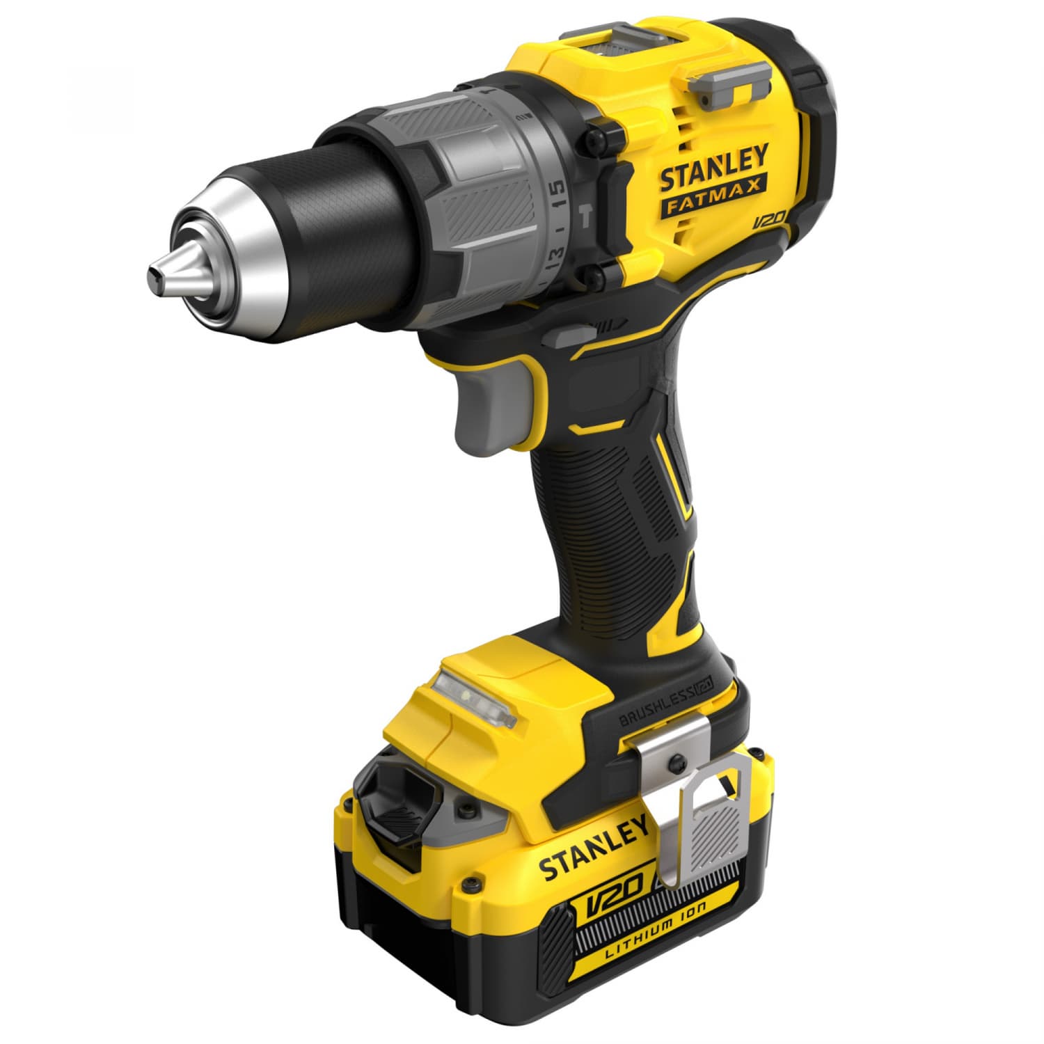 STANLEY สว่านกระแทกไร้สายไร้แปรงถ่าน V20 2 สปีด SBD726M1K-B1 พร้อมแบตเตอรี่ 4AH