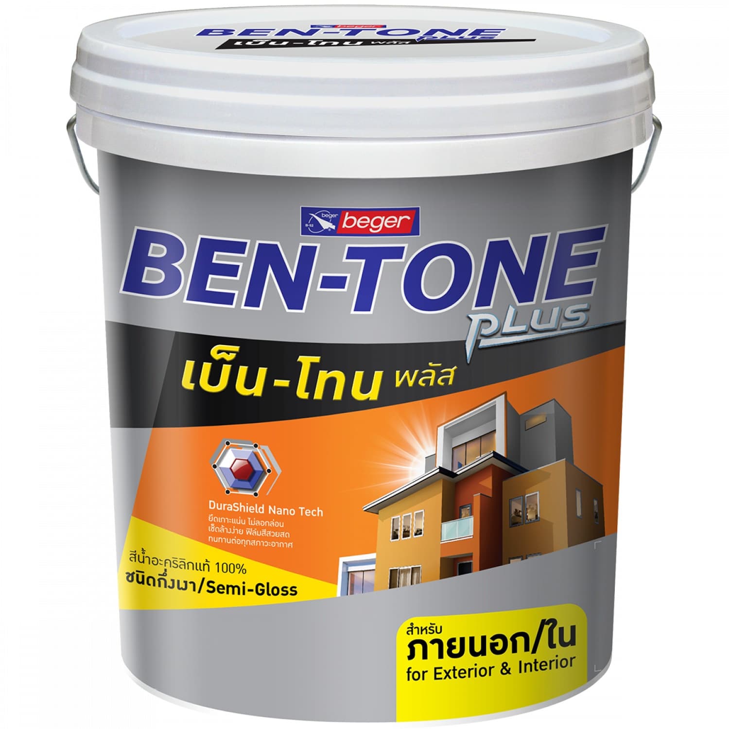 Beger  สีน้ำพลาสติก เบ็น-โทน-พลัส  ภายนอก กึ่งเงา#SG-300 ขนาด  5 กล.สีขาว (White)