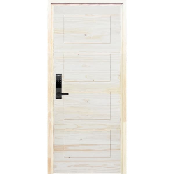 D2Dประตูไม้สน (Pine) บานทึบทำร่อง  Borderless รุ่น Eco Pine-811 ขนาด 80x200 ซม.