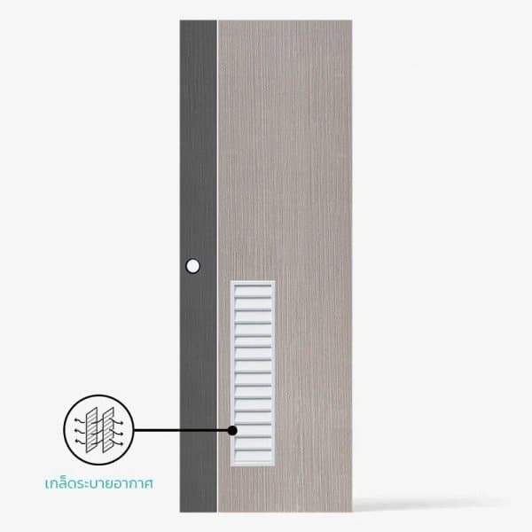 ECO-DOOR  ประตูภายใน UPVC เอ็กซ์ทรูชั่น  รุ่น PB3  ขนาด 70x200 ซม. สีเทา (เจาะลูกบิด)