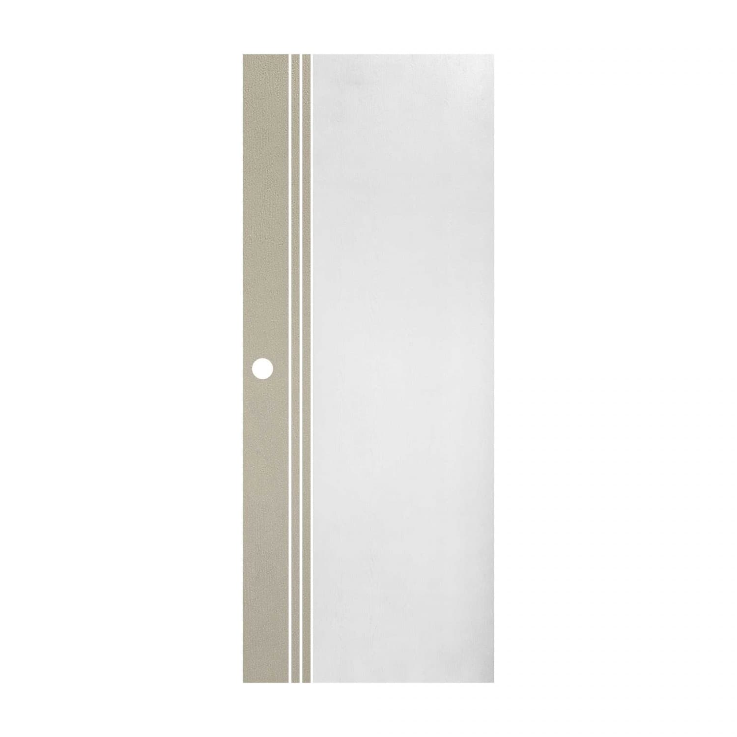 WELLINGTAN ประตู UPVC รุ่น  WT028M (สำหรับใช้ภายนอก) เซาะร่อง ขนาด 80x200 ซม. สีทูโทน ขาว/เบจ (เจาะลูกบิด)
