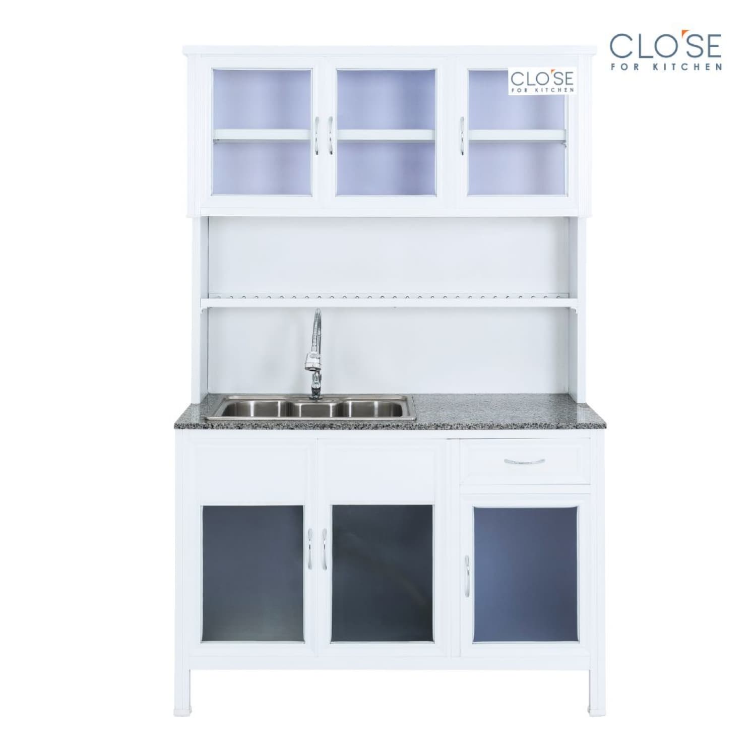CLOSE ชุดครัวท๊อปอ่างซิงค์ หินแกรนิต รุ่น Glory-NT126 ขนาด 120.5 x 53 x 190 ซม. สีขาว