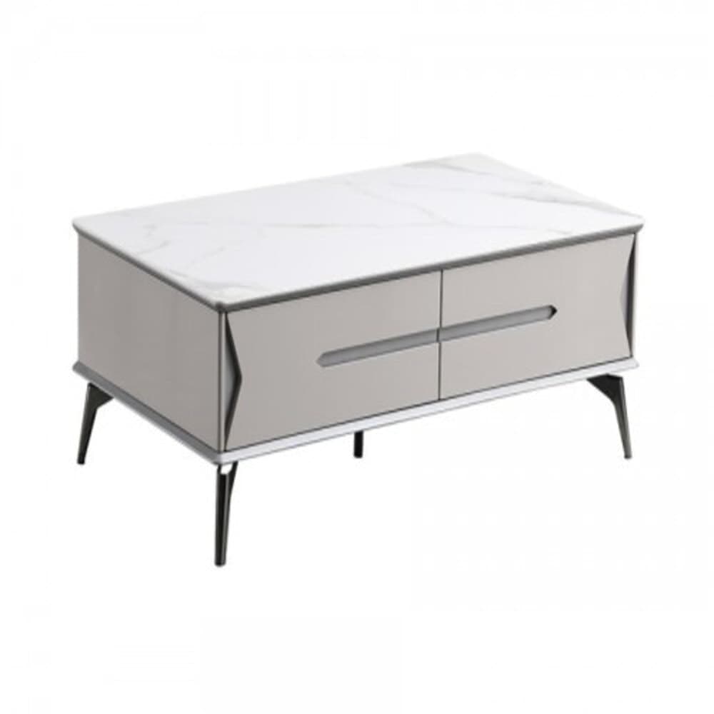 DELICATO โต๊ะกลางหน้าท็อปหินอ่อน รุ่น TARO ขนาด 130x70x42 ซม. สีเทาอ่อน