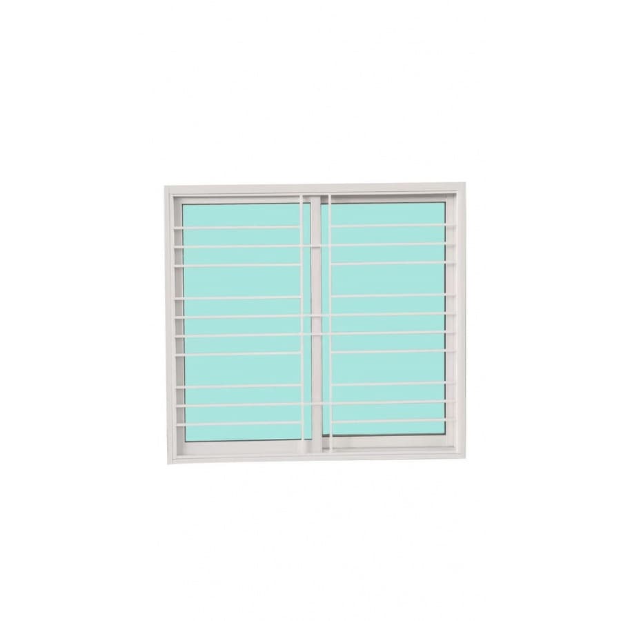 WELLINGTAN (LIKE) หน้าต่างอะลูมิเนียมติดเหล็กดัด บานเลื่อน SS N-ICWG1211-2P 120x110ซม. สีขาว พร้อมมุ้ง