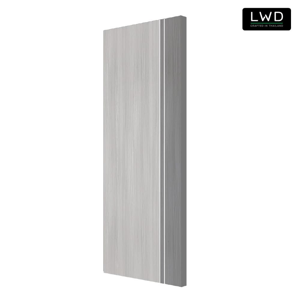 LWD ประตู UDoor UPVC สี Light Gray+Silver Gray ยาแนวสีขาว ขนาด 3.5x80x200 ซม.