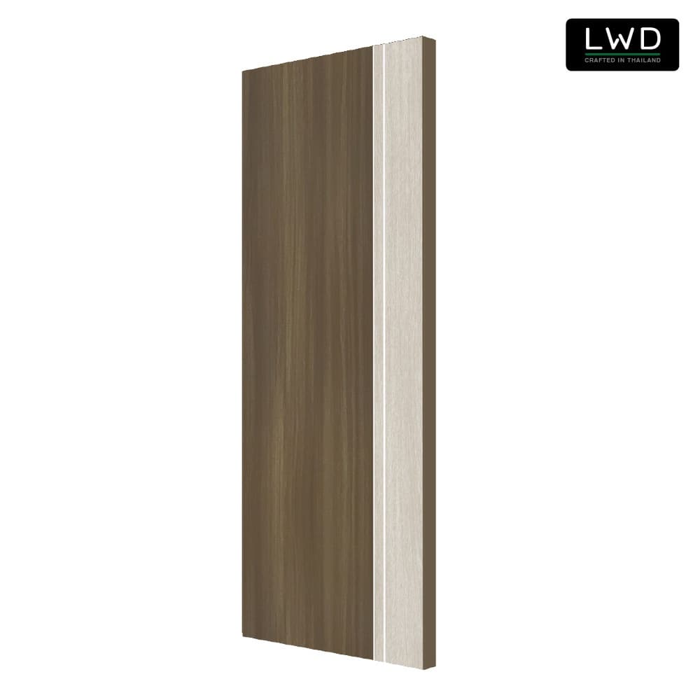 LWD ประตู UDoor UPVC สี Tango + Brownie Oak ยาแนวสีขาว ขนาด 3.5x80x200 ซม.