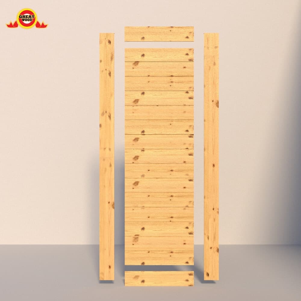 GREATWOOD ประตูไม้สนบานทึบ 80x200 ซม. สีธรรมชาติ