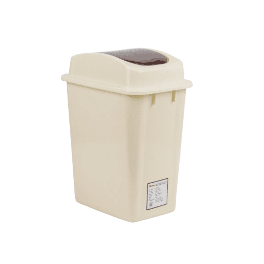 ICLEAN ถังขยะฝาสวิงทรงเหลี่ยม 20 ลิตร ขนาด 36x26x48 ซม. รุ่น TG51710 สีเบจ