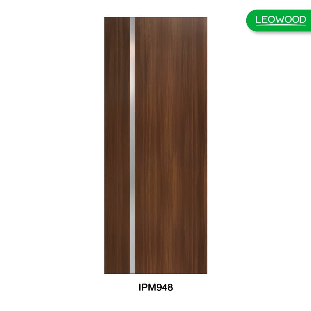 ประตู iDoor Premium Metal Line เส้นกลาง/สีเงิน ขนาด 80x200 ซม. (IPM948) สี Walnut