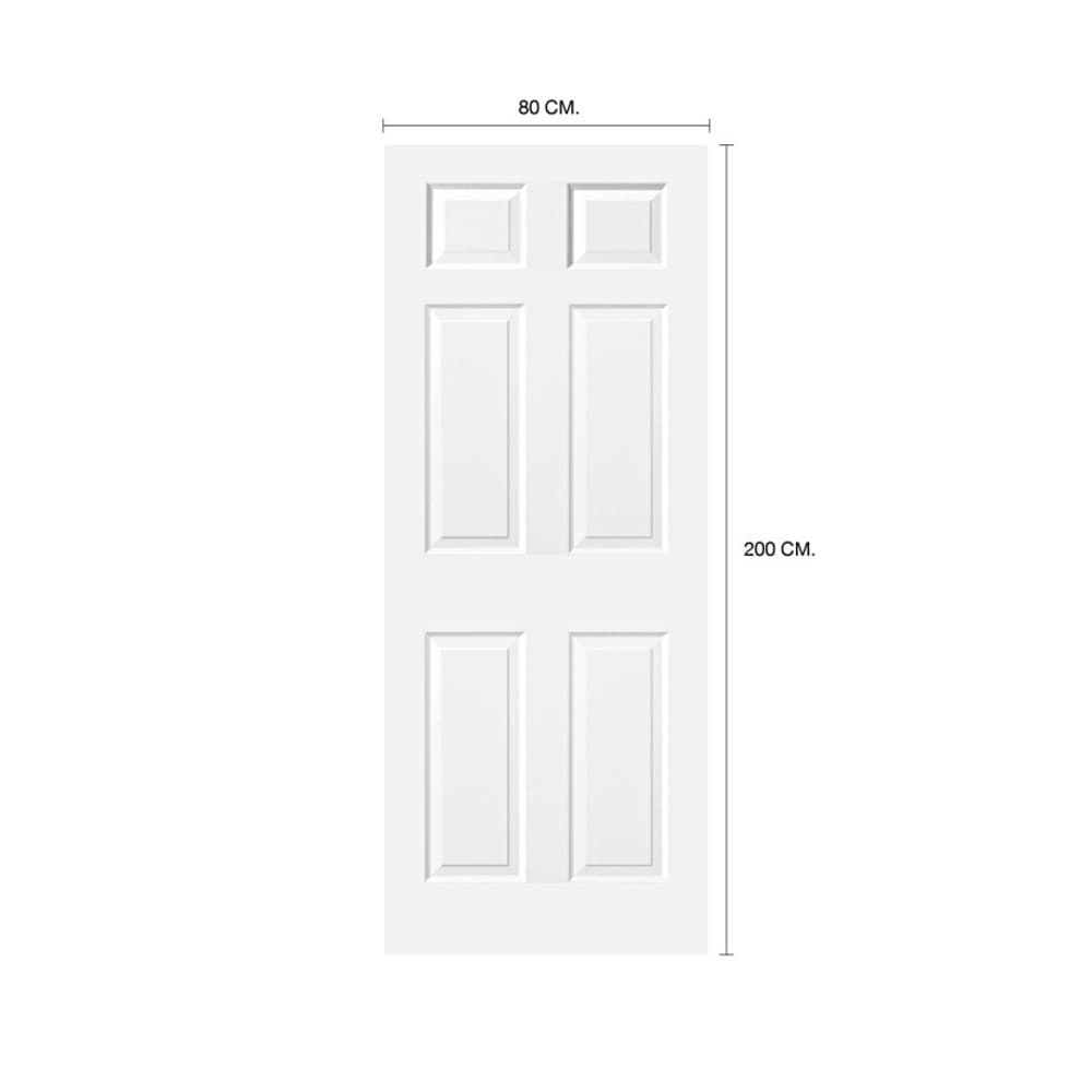 HOLZTUR ประตู HDF บานทึบลูกฟัก รุ่น 601 ขนาด 80x200 ซม. สีรองพื้นขาว (ไม่เจาะรูลูกบิด)