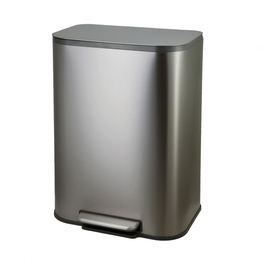 KLEANZY ถังขยะสเตนเลสเหยียบเหลี่ยม 50 ลิตร รุ่น 10161MS-50L-S ขนาด44.8x34.1x61.2 ซม. สีเงิน