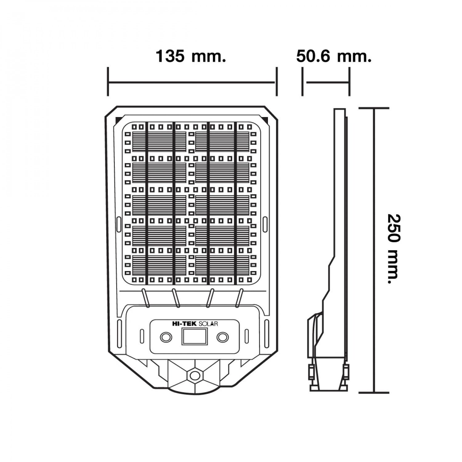 HI-TEK โคมไฟถนนโซล่า LED PHOENIX ชาร์จ 2 ด้าน 60W แสงขาว 5