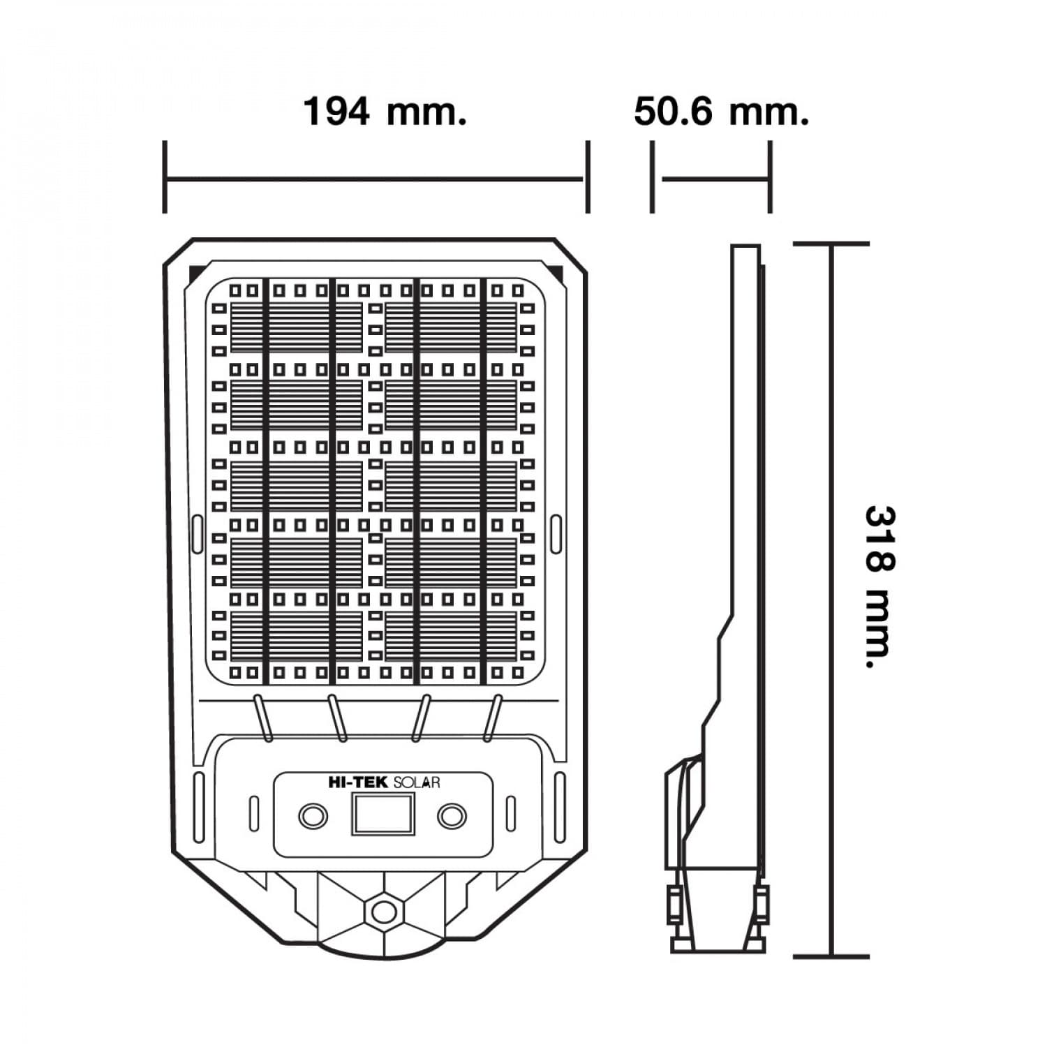 HI-TEK โคมไฟถนนโซล่า LED PHOENIX ชาร์จ 2 ด้าน 100W แสงขาว 6