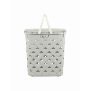 SAKU ตะกร้าลายหนัง รุ่น FT-501/A ขนาด 32.50x39x42 ซม. สีเทา (มีหู) 3