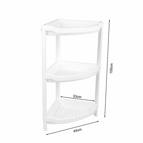 GOME ชั้นวางอเนกประสงค์เข้ามุม 3 ชั้น รุ่น TG59558 ขนาด 44x33x70 cm. สีขาว 2