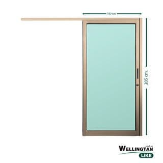 WELLINGTAN (LIKE) ประตูอะลูมิเนียม รางแขวน S-S W-AL/010 (กระจกเขียวใส) 100x205ซม. สีชา 5