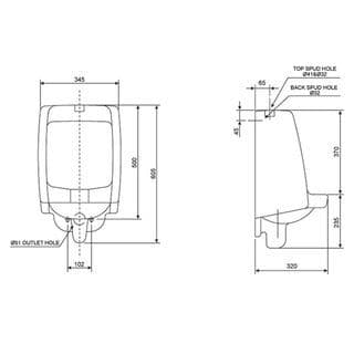 American Standard โถปัสสาวะชาย TF-6401-WT ไม่รวมอุปกรณ์ฟลัชวาล์ว 4