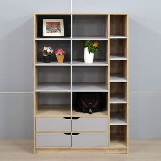 DELICATO ชั้นอเนกประสงค์ 4 ประตู 100X39X150ซม. ทูโทน บีช-เทา 1