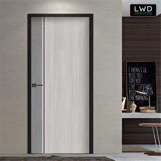 LWD ประตู UDoor UPVC สี Light Gray+Silver Gray ยาแนวสีขาว ขนาด 3.5x80x200 ซม. 4
