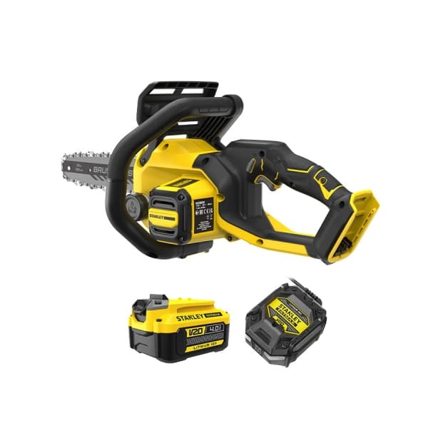 STANLEY เลื่อยโซ่ไร้สาย V20 รุ่น SBCS730M1-B1 พร้อมแบตเตอรี่ 4AH และแท่นชาร์จ 3