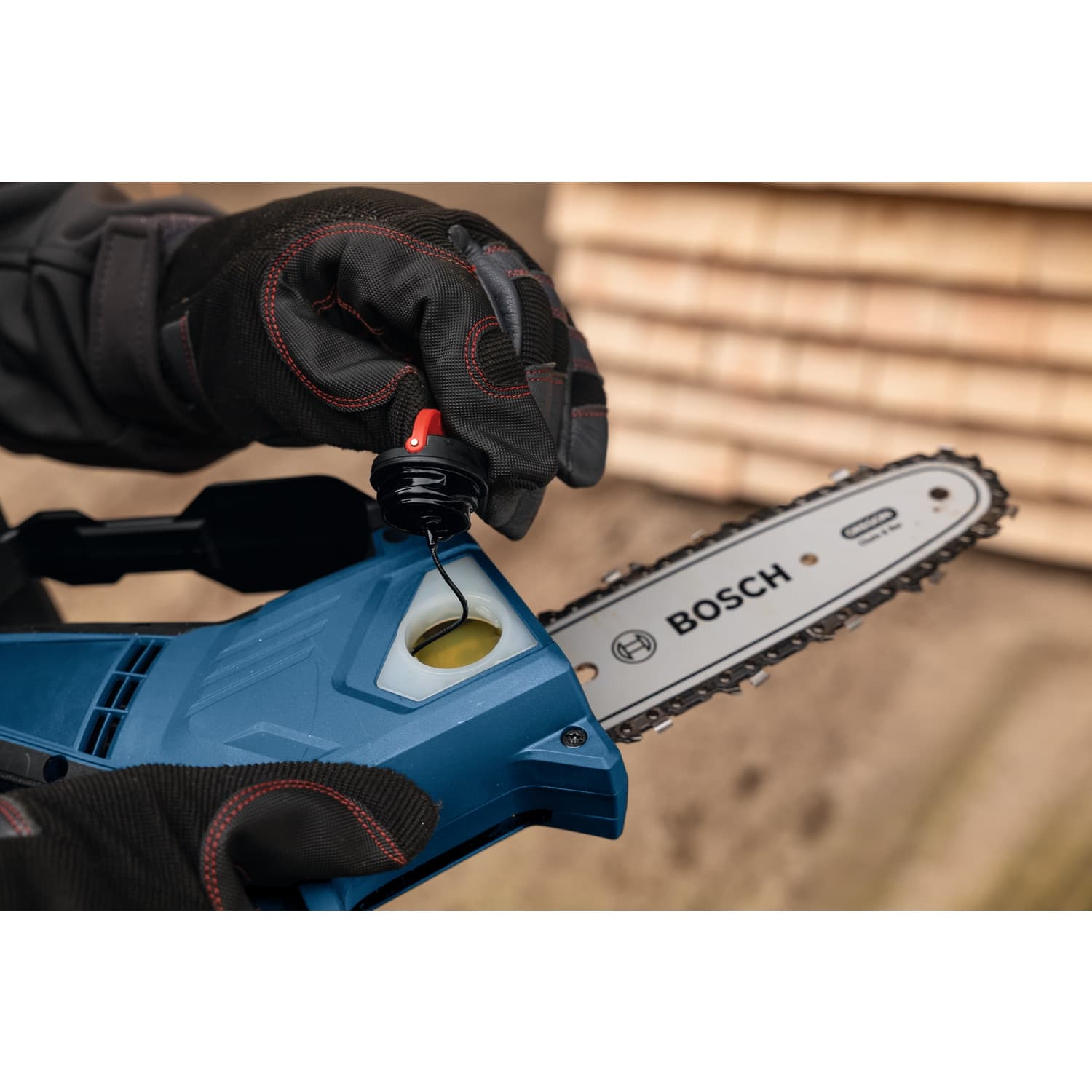 BOSCH เลื่อยโซ่ 8นิ้ว ไร้สาย18V รุ่น GKE18V-20 (เฉพาะเครื่อง) 9