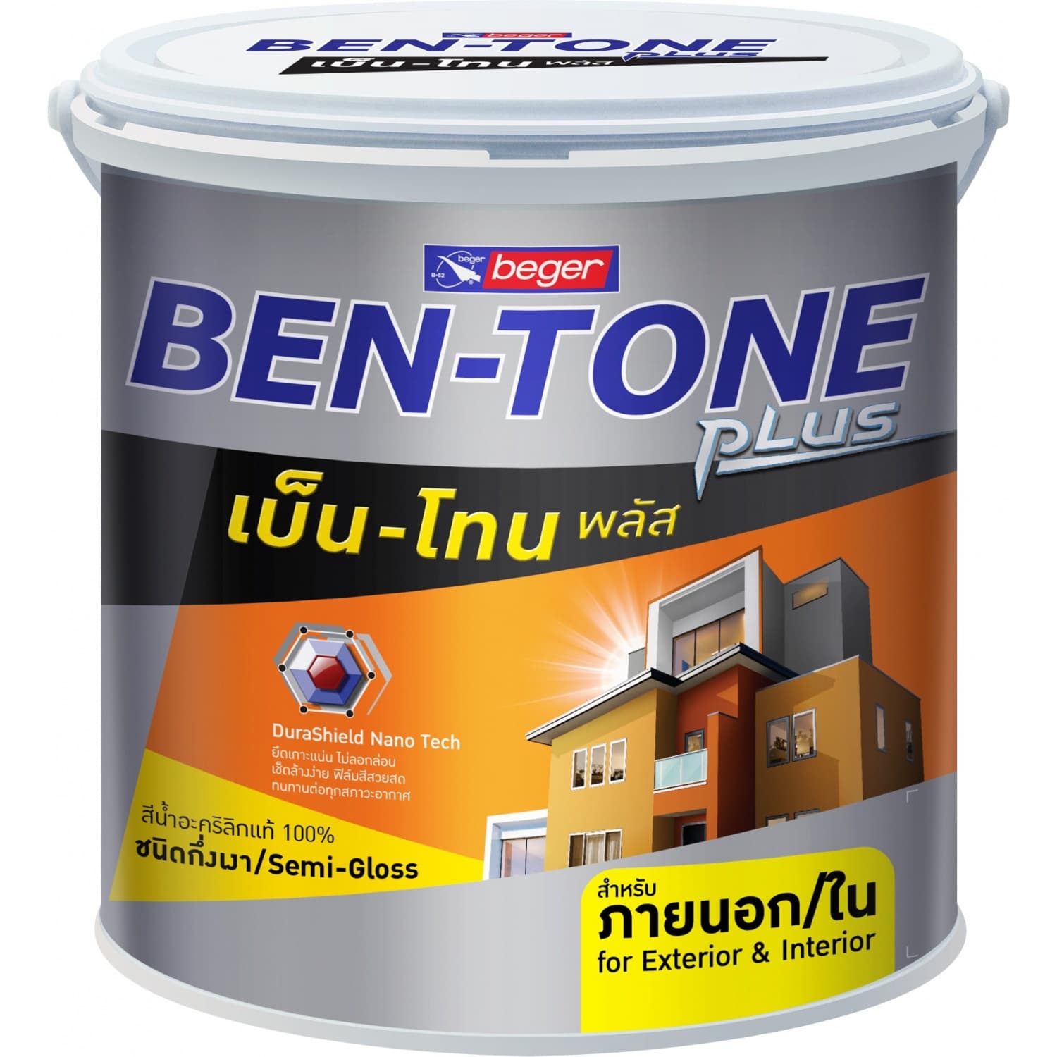 Beger สีน้ำพลาสติก เบ็น-โทน-พลัส ภายนอก กึ่งเงา#SG-300  ขนาด  1 กล. สีขาว  (White) 1