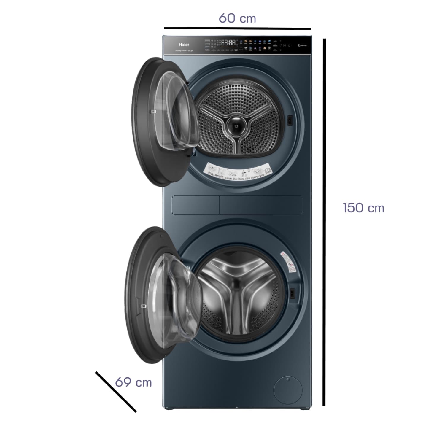 HAIER เครื่องซักผ้า/อบผ้า ขนาด 14/13 กก. รุ่น HWD140-BD14LCGNU1 สีดำ 8