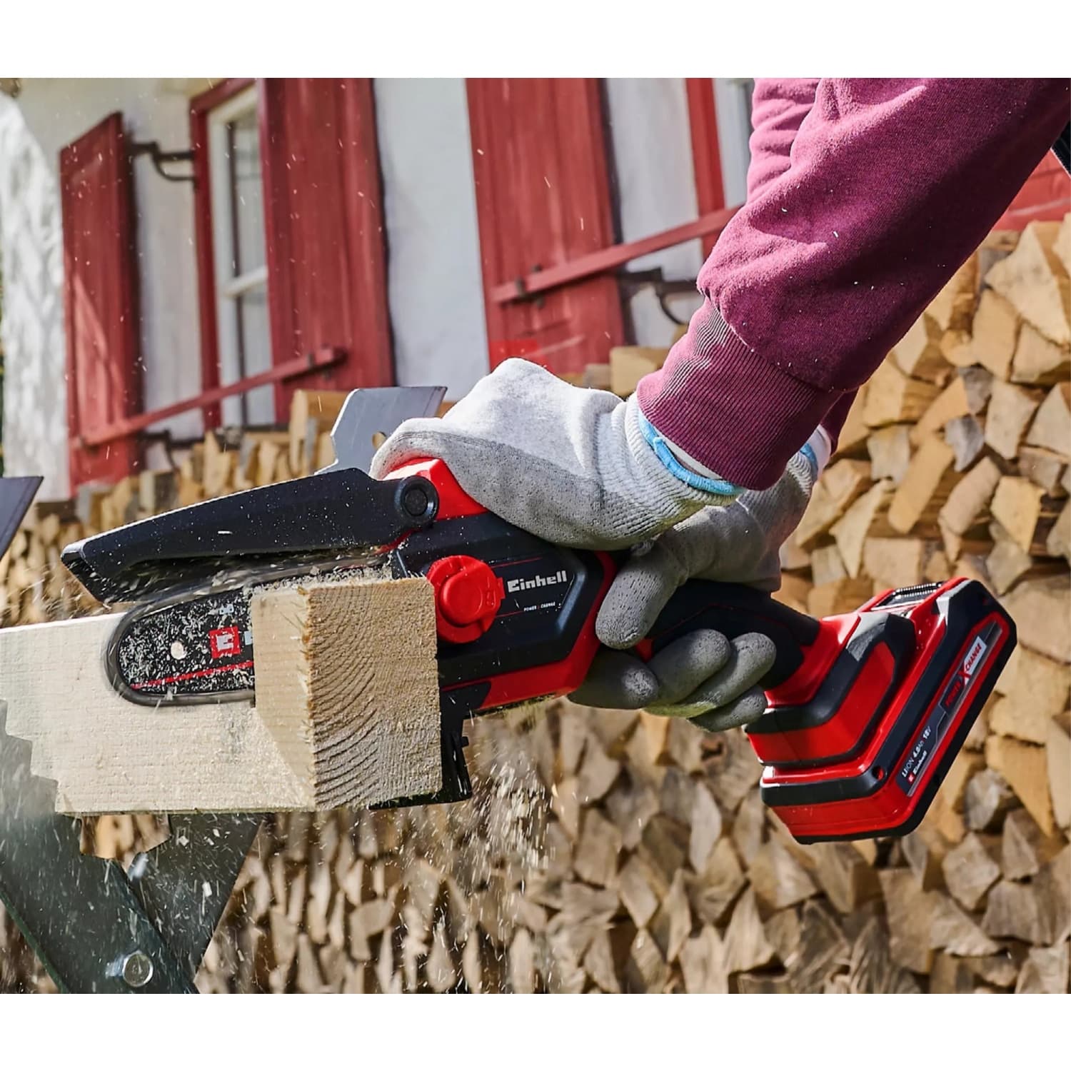 Einhell เครื่องตัดพุ่ม ขนาด 18V ความยาวบาร์โซ่ 15cm. รุ่น GE-PS18/15 Li Brushless Solo 2