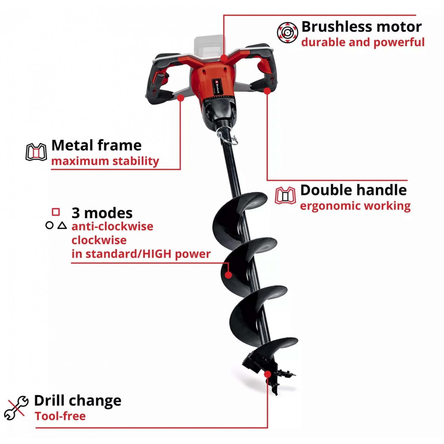 Einhell เครื่องเจาะดินไร้สาย ขนาด 18V เส้นผ่านศูนย์กลางสว่านเจาะดิน 150มม. รุ่น GP-EA 18/150 Li Brushless Solo 3