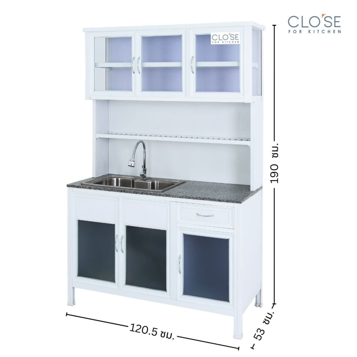 CLOSE ชุดครัวท๊อปอ่างซิงค์ หินแกรนิต รุ่น Glory-NT126 ขนาด 120.5 x 53 x 190 ซม. สีขาว 5