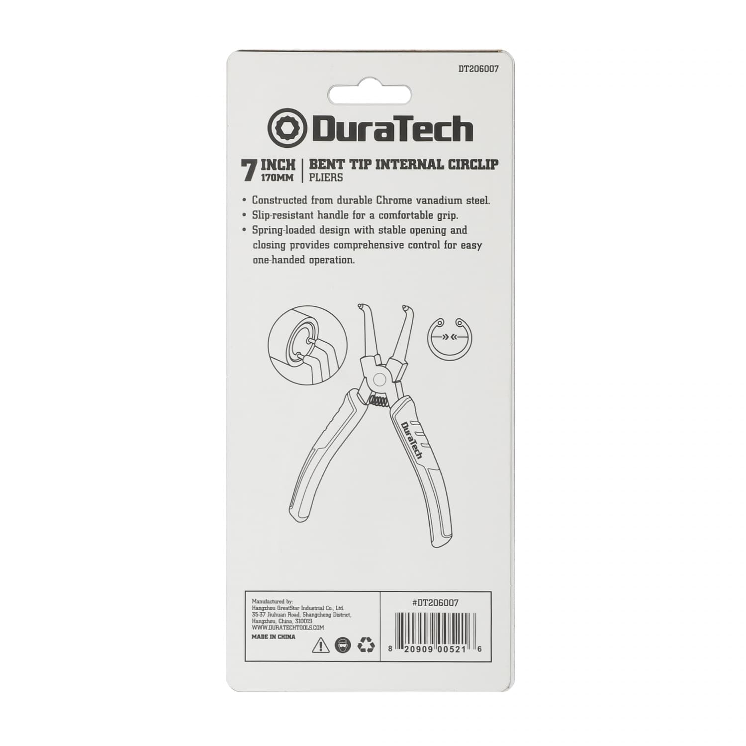 Duratech คีมหนีบแหวนปากงอ ขนาด 180 มม. (7 นิ้ว) รุ่น DT206007 2