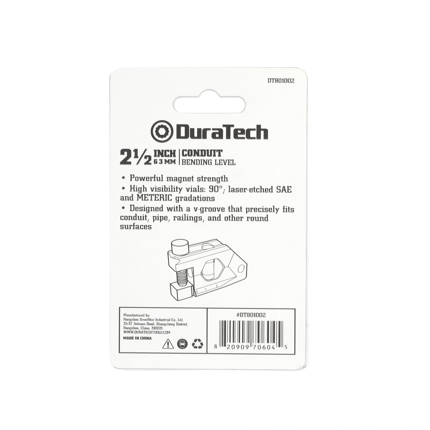 Duratech ระดับน้ำดัดท่อ พร้อมฐานแม่เหล็ก ขนาด 2.5 นิ้ว รุ่น DT801002 6
