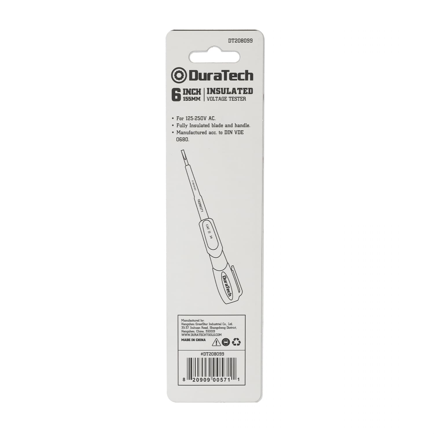 Duratech ไขควงวัดไฟ แบบหุ้มฉนวน VDE รุ่น DT208099 2