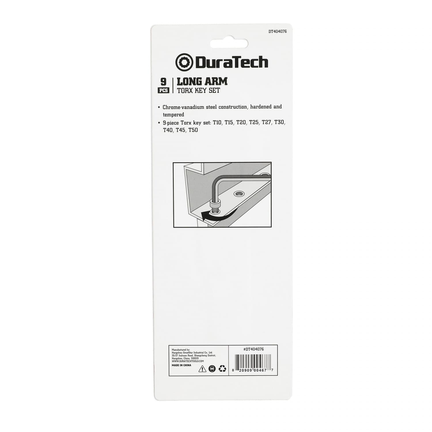 Duratech ชุดประแจแอล หกเหลี่ยม หัวทอร์ก 9 ชิ้น แบบยาว (เมตริก)  รุ่น DT404076 2