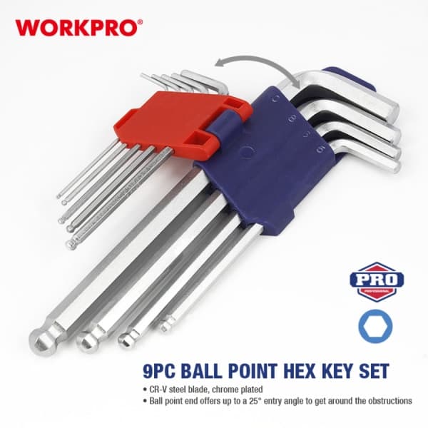 WORKPRO ชุดประแจแอลโลหะหัวบอล 9 ชิ้น WP222006 3